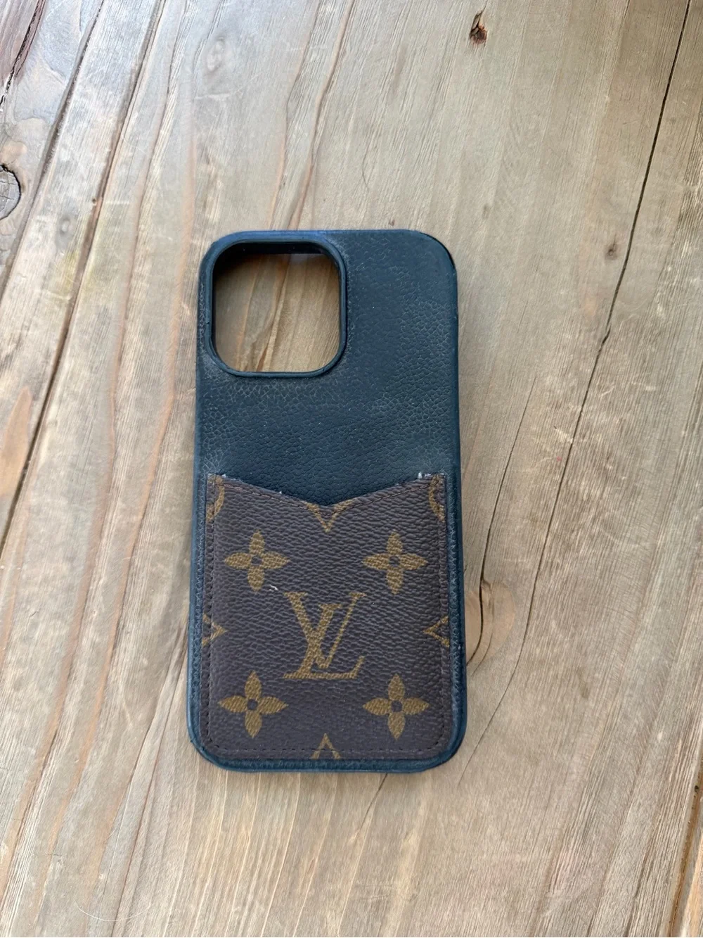 Louis Vuitton Brown Monogram Leather iPhone 14 Pro Max Case with Card Pocket